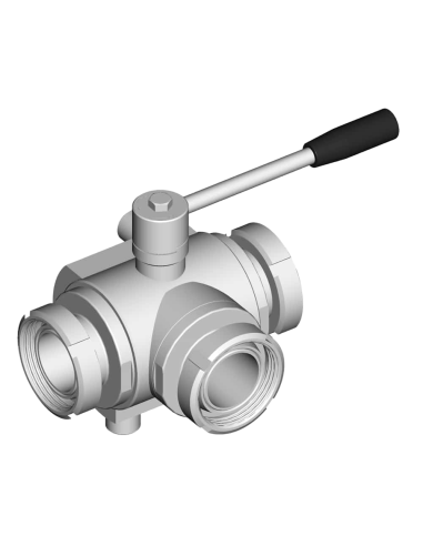 3 Way (T) Ball Valve - 4 SEALS STANDARD SEALS - M DIN 11851 - HEATING JACKET - 300127C | 4G Ghidini