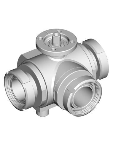 Heating Jacket 4G Ghidini - 3 Way (T) Ball Valve - 4 SEALS STANDARD SEALS - M DIN 11851 - HEATING JACKET - 303027C