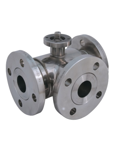 3 Way (T) Ball Valve - STANDARD SEALS REVOLVING THREADED FLANGES UNI EN 1092-1 - 303050 | 4G Ghidini