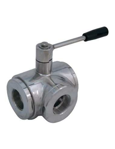 3 Way (L) Ball Valve - 4 SEALS STANDARD SEALS - F NPT - 310104 | 4G Ghidini