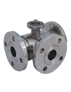 L-Bore 4G Ghidini - 3 Way (L) Ball Valve - STANDARD SEALS REVOLVING THREADED FLANGES UNI EN 1092-1 - 313050/C