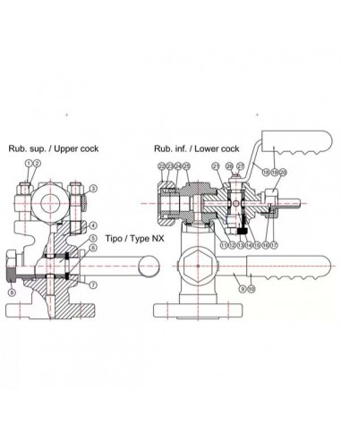 Level Gauges Fival Srl - Level Indicators - Level Cock Gauge - 00000160 - Level Cock Gauge Type NX PN40