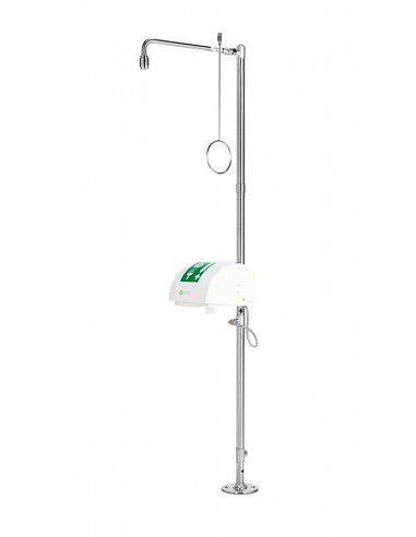 Industrial safety shower, freestanding, with eye/face wash unit with bowl & lid - PremiumLine - BR 838 095 | B-Safety