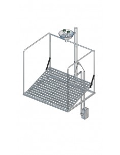 B-Safety - PremiumLine - frostprotected self-draining eye shower station with cage, underfloor actuation - BR 887 395