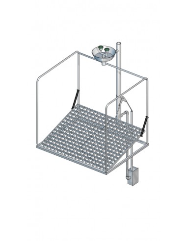 Frostprotected self-draining eye shower station with cage, underfloor actuation - PremiumLine - BR 887 395 | B-Safety